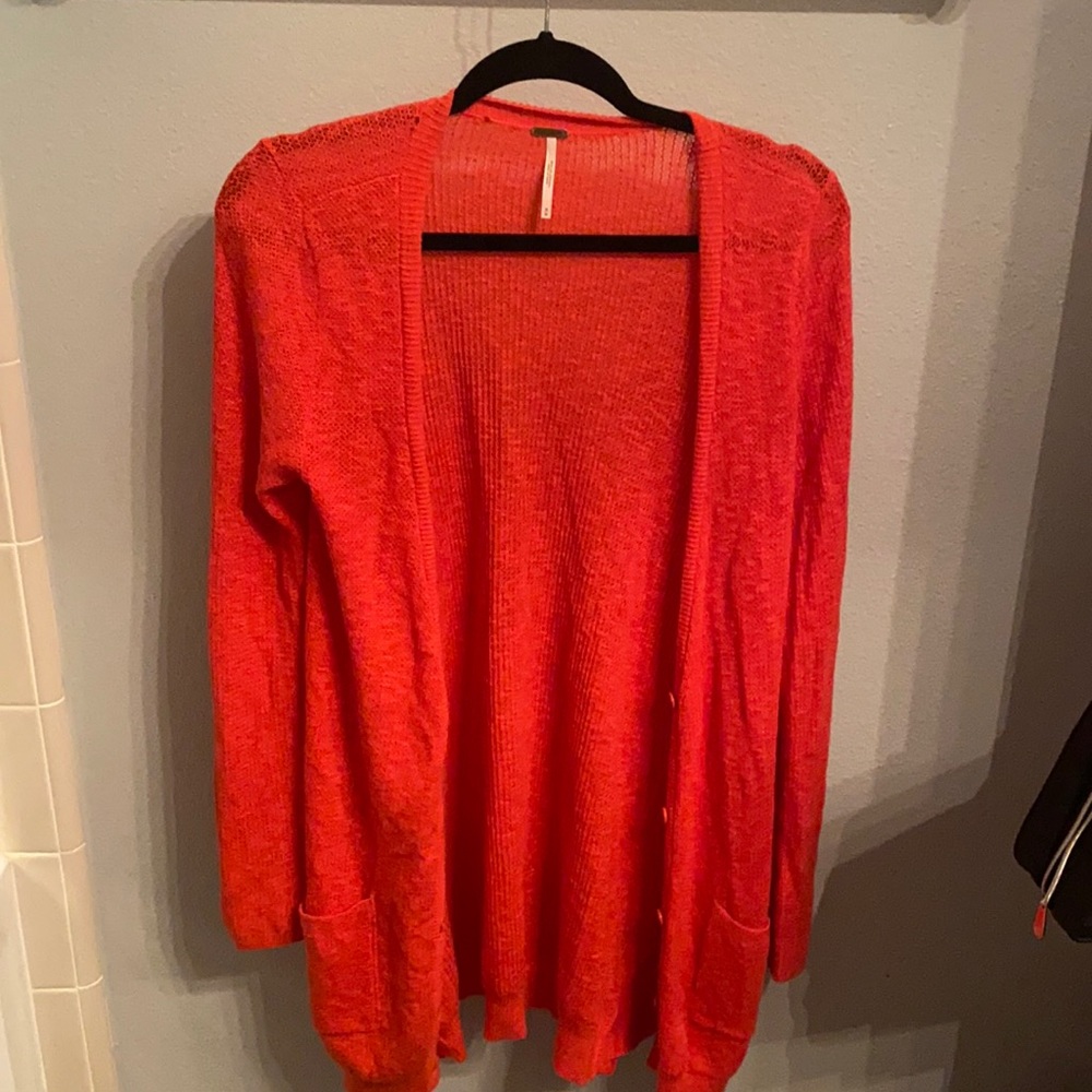 Bright orange (red orange) cardigan